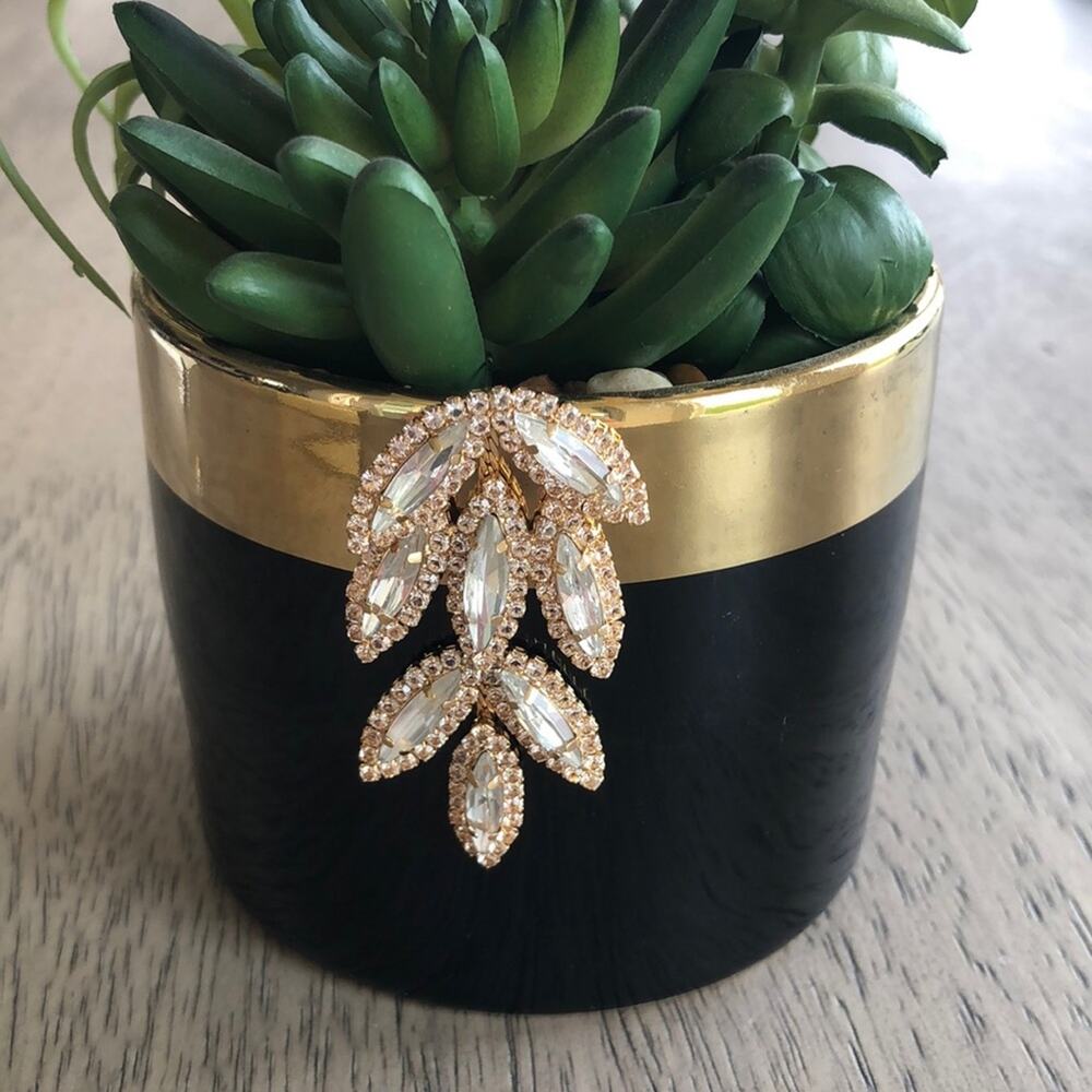 Christian Siriano Gold tone Marquis Cut earrings